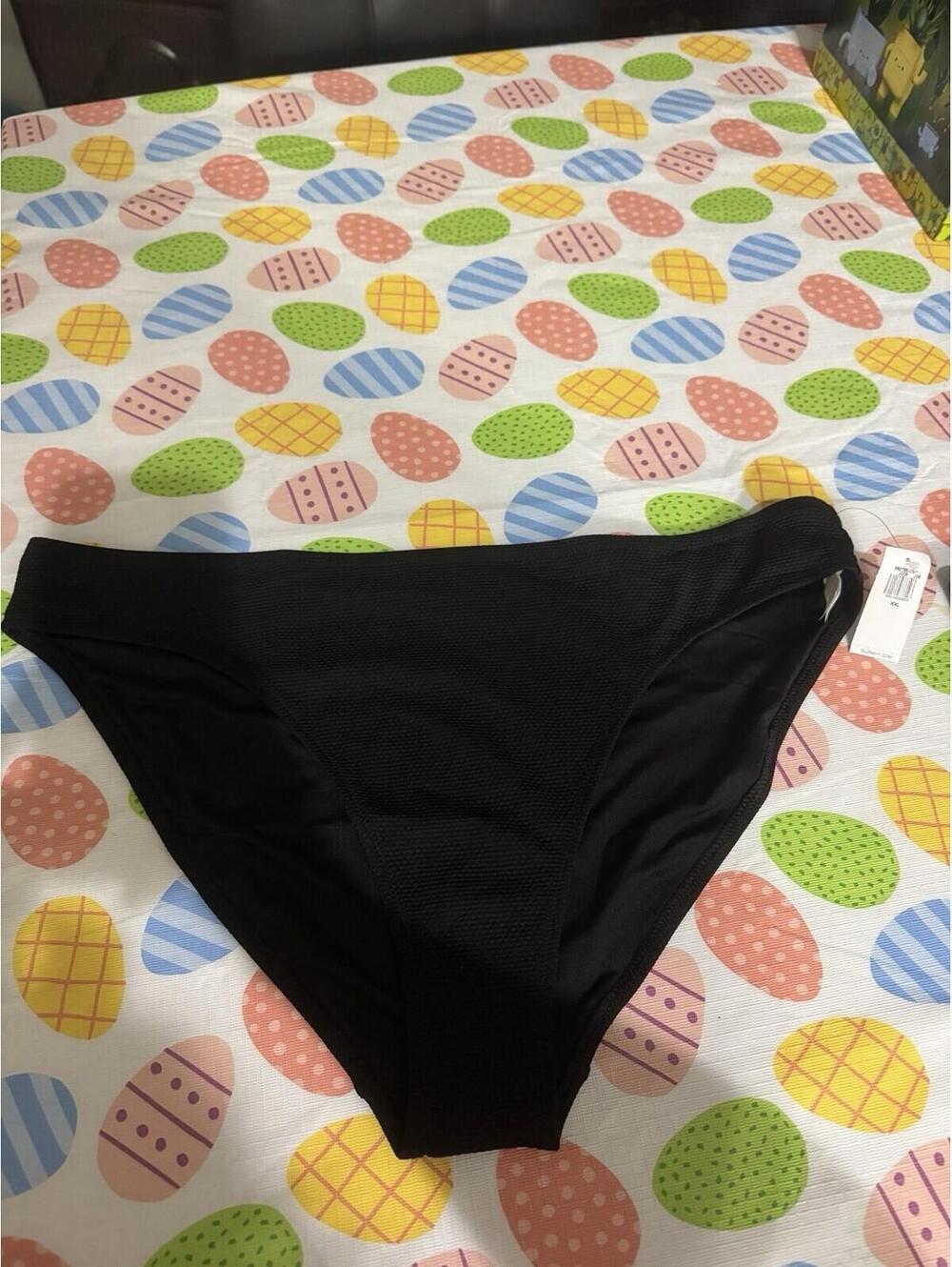Old Navy Black Mid-Rise Textured Bikini Swim Bottoms NWT XXL